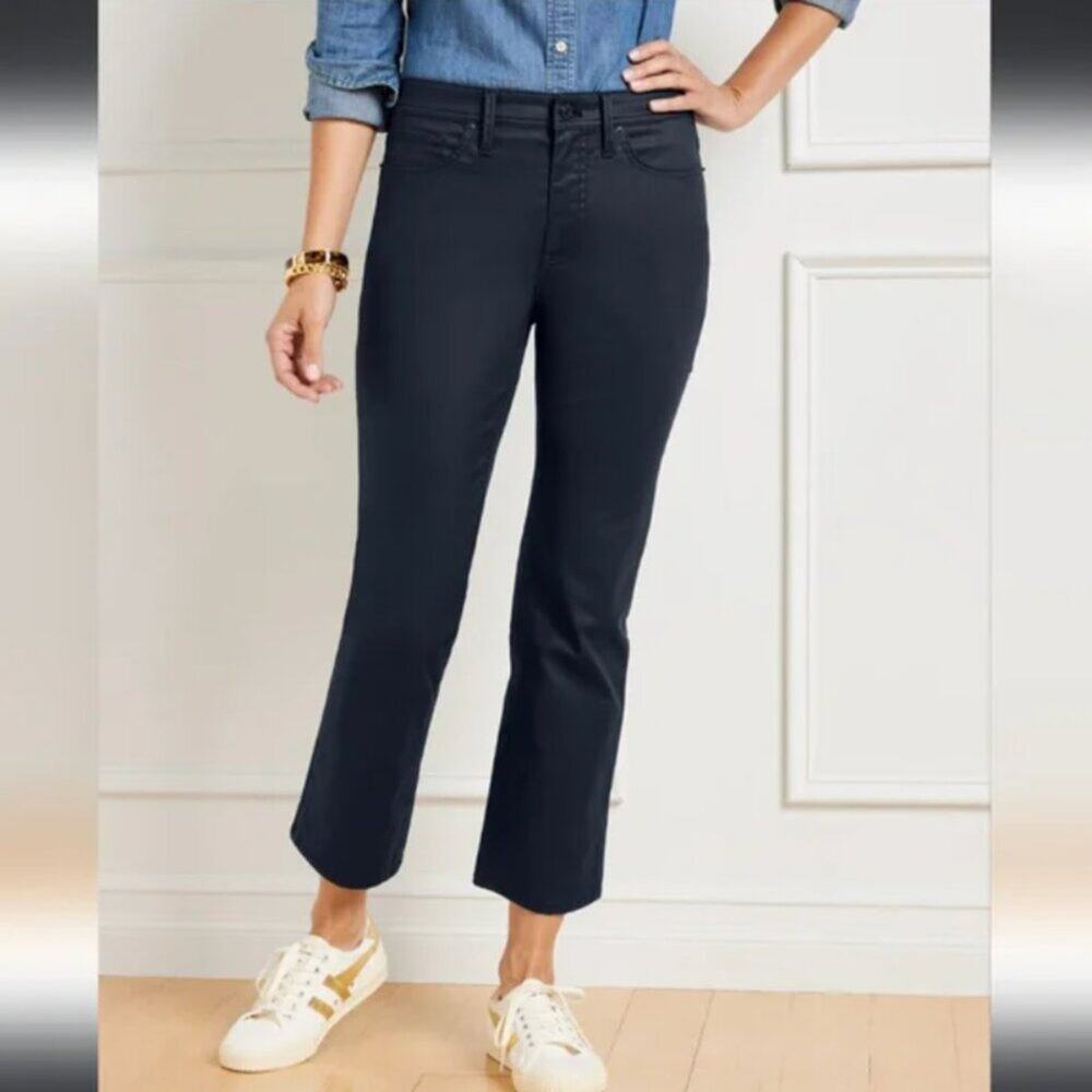 NWOT Talbots Navy Demi Boot Crop High Waist Jean Size 10P